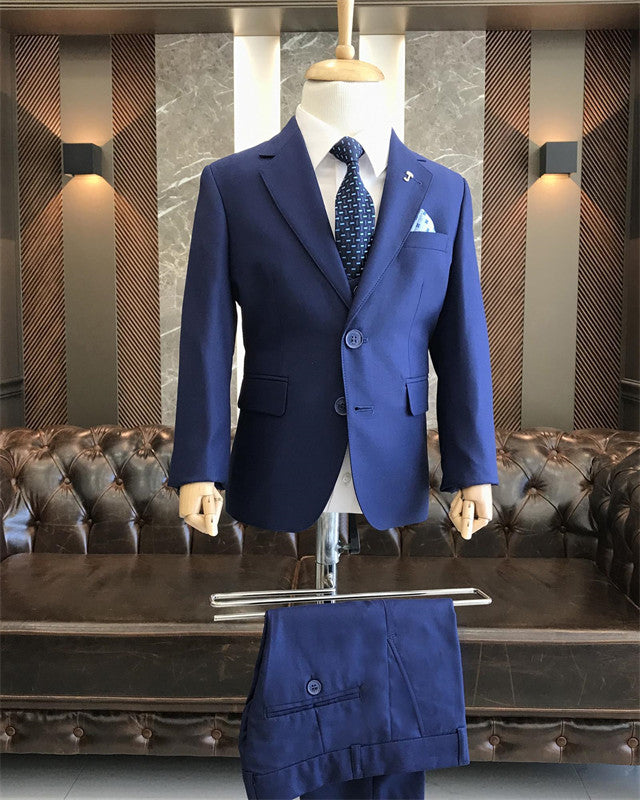 Bespoke Royal Blue Notched Lapel Three Pieces Boys Suits