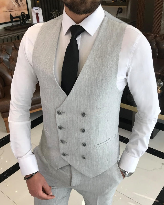 Andrew Gray Three pieces Peaked Lapel Slim Fit Business Men Suits