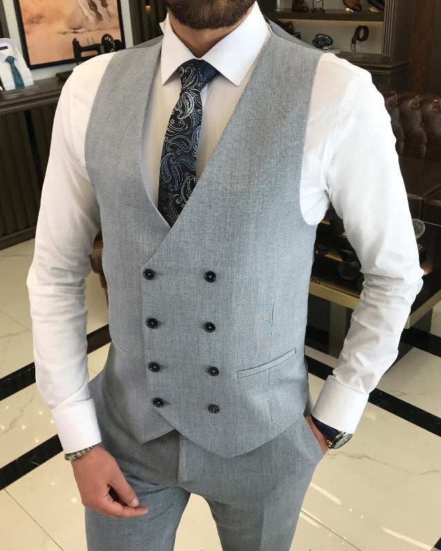 Addison Gray Best Fitting Three Pieces Peaked Lapel Business Men Suits