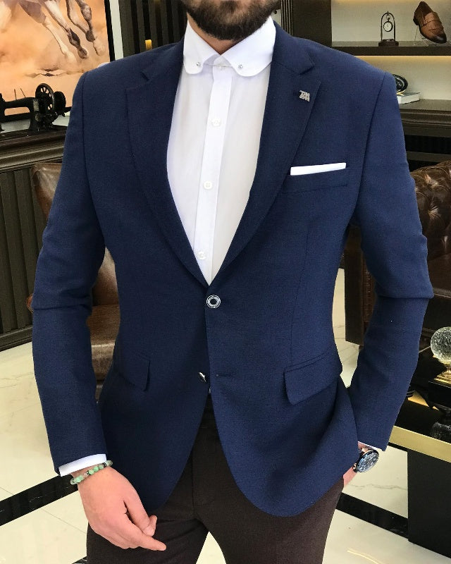 Handsome Dark Navy Notch Lapel Best Fitting Business Suits For Men