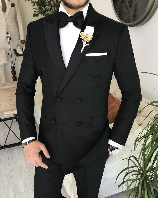 Archer Newest Black Slim Fit Peaked Lapel Wedding Men Suits