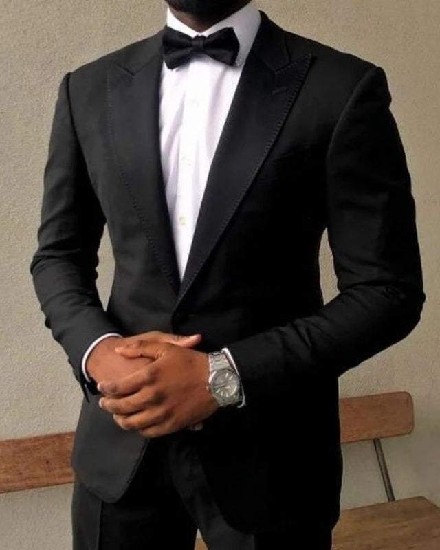Arno cool Black Peaked Lapel Close Fitting Business Men Suits