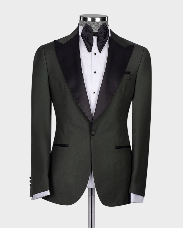 Bespoke Teal 3 Pieces Peaked Lapel Prom Suits For Men