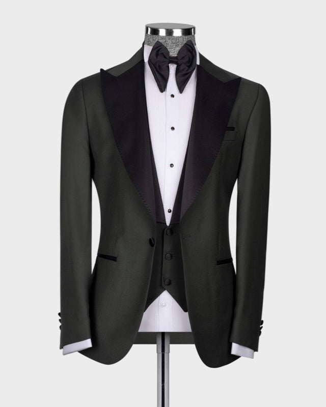 Bespoke Teal 3 Pieces Peaked Lapel Prom Suits For Men