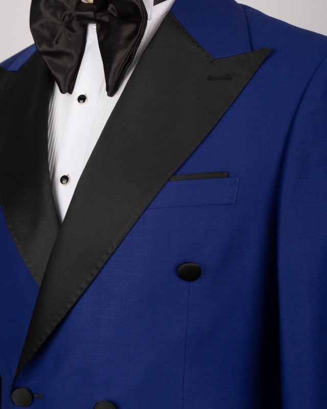 Royal Blue Double Breasted Peaked Lapel Close Fitting Prom Suits