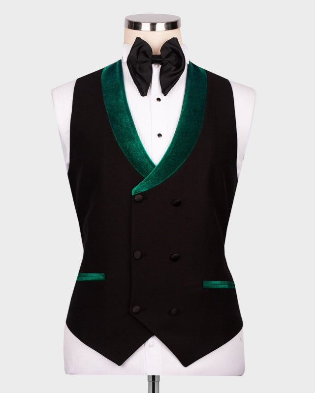 Chic Dark Green Velvet 3 Pieces Peaked Lapel Men's Prom Suits