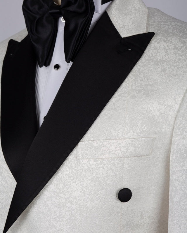 Fashion White Jacquard Double Breasted Prom Suits For Men