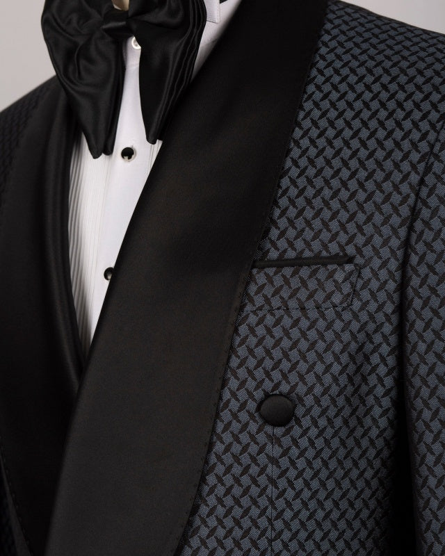 Chic Dark Gray Plaid Double Breasted Wedding Suits For Men
