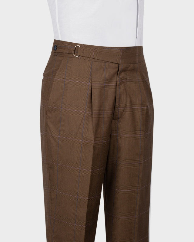 Modern Chocolate Plaid Double Breasted Business Suits