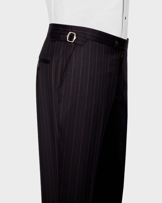 Formal Dark Gray Pinstriped 3 Pieces Men's Business Suits