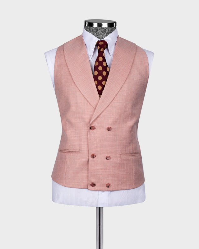 Glamorous Best Fitted Light Pink 3 Pieces Peaked Lapel Prom Suits
