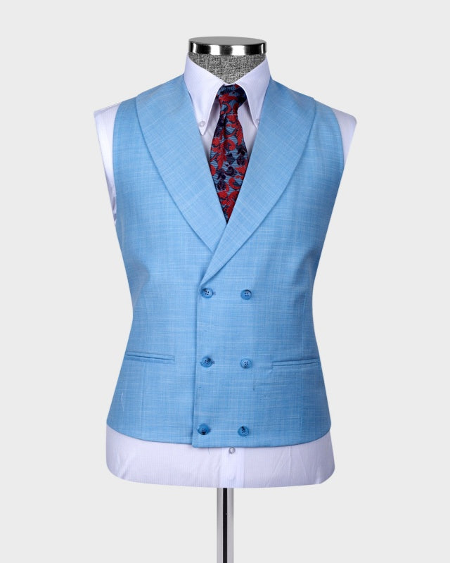 New Arrival Sky Blue 3 Pieces Slim Fit Prom Men Suits