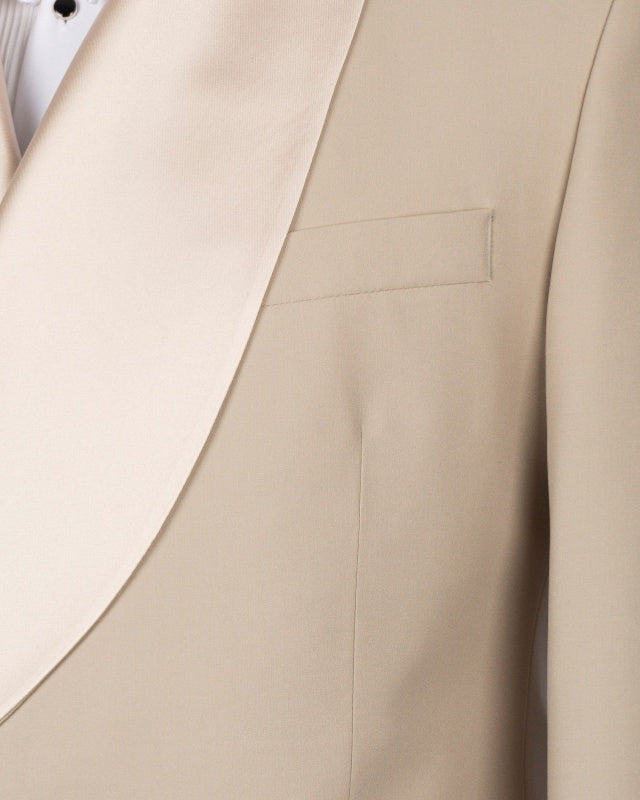 Glamorous Beige Double Breasted Slim Fit Wedding Suits