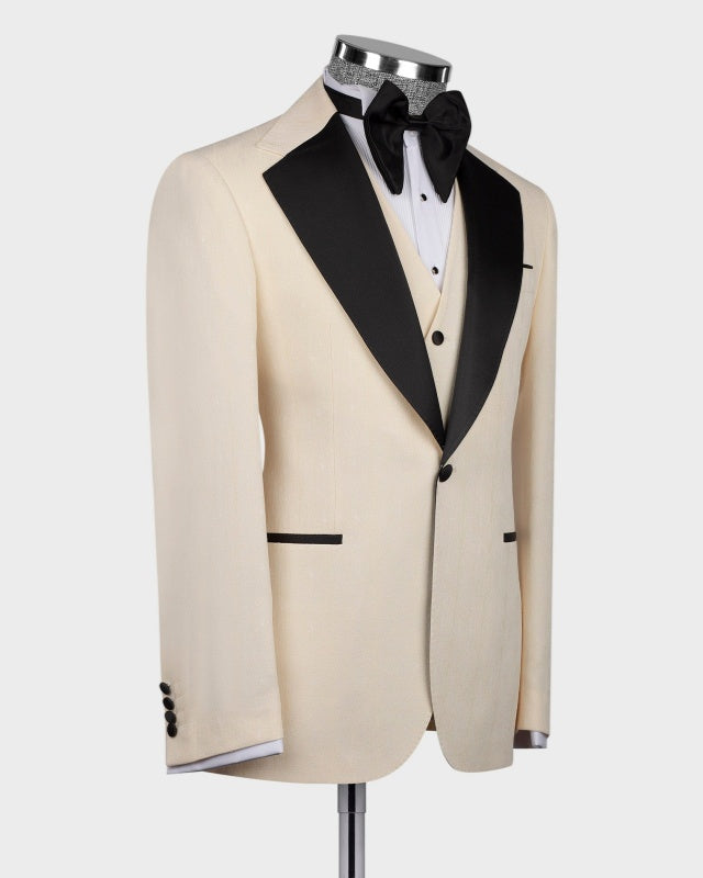 Beige 3 Pieces Fashion Prom Suits With Notch Lapel