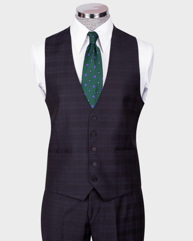 New Arrival Dark Gray Plaid 3 Pieces Business Suits With Waistcoat
