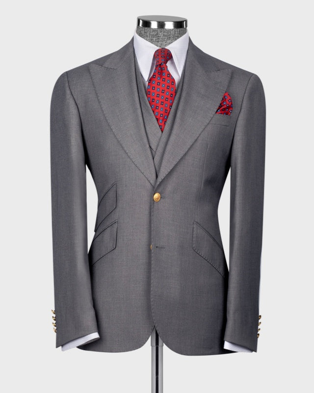 Glamorous Gray 3 Pieces Slim Fit Men's Business Suits