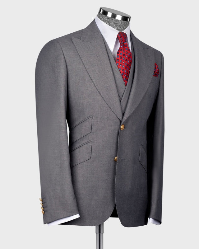 Glamorous Gray 3 Pieces Slim Fit Men's Business Suits
