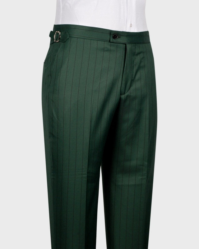 Formal Dark Green 3 Pieces Pinstriped Business Men Suits