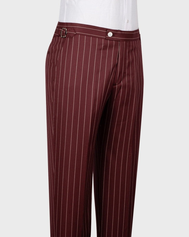 Glamorous Burgundy 3 Pieces Pinstriped Fashion Business Suits