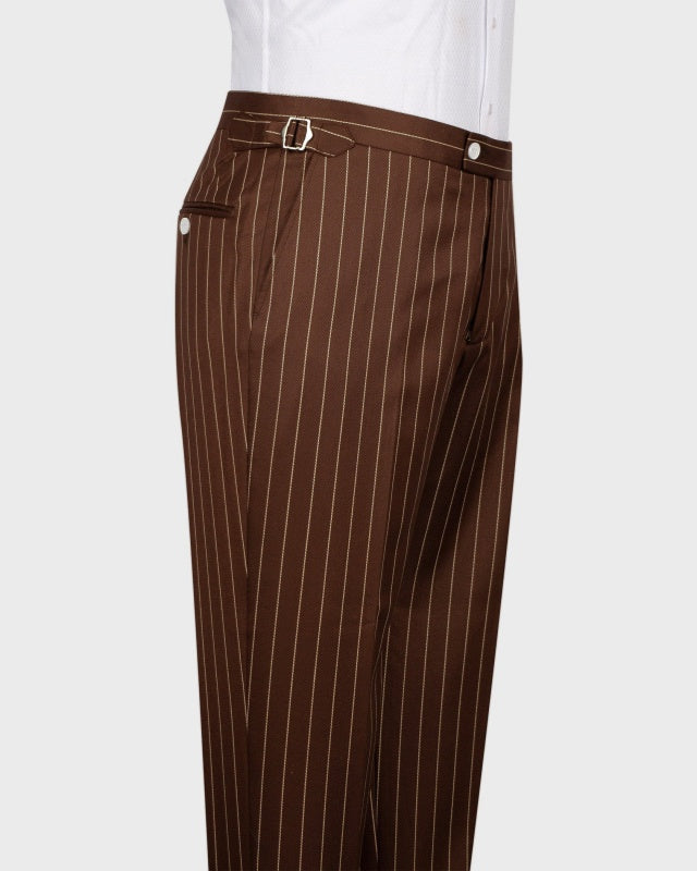New Arrival Brown 3 Pieces Pinstriped Chic Men's Business Suits