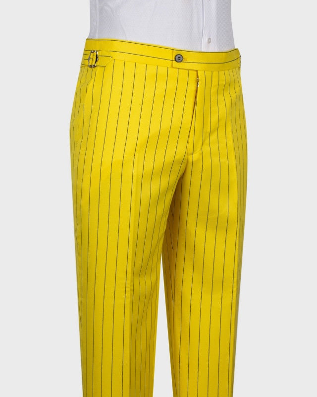 Fashion Light Yellow 3 Pieces Pinstriped Prom Suits For Men