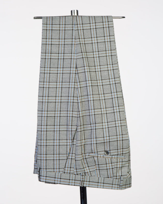 Chic Gray Plaid Double Breasted Big And Tall Business Suits