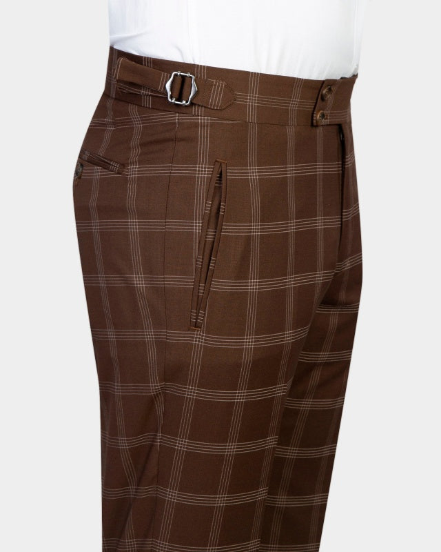 Newest Brown 3 Pieces Plaid Best Fitted Men's Business Suits