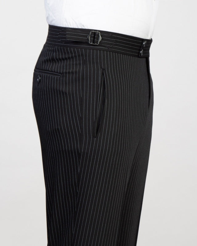 Slim Fit Classic Black Pinstriped 3 Pieces Business Suits For Men