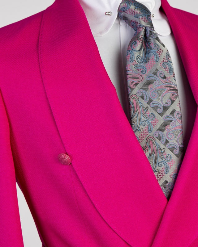 Glamorous Bright Fuchsia Shawl Lapel Prom Suits With Belt