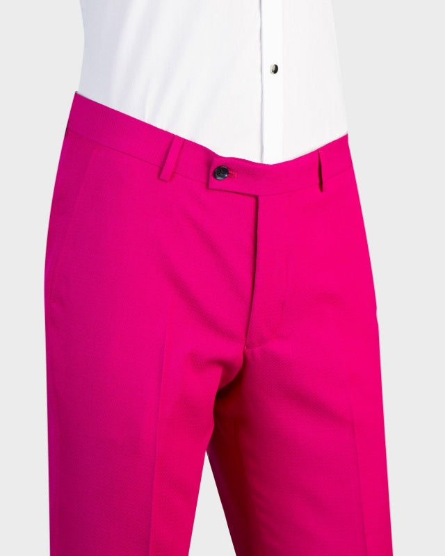 Glamorous Bright Fuchsia Shawl Lapel Prom Suits With Belt