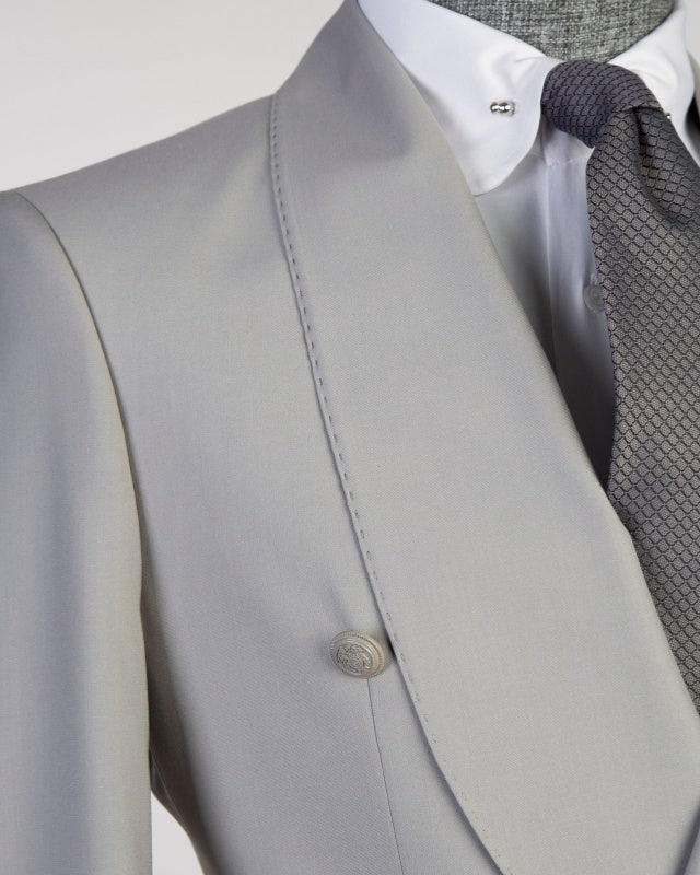 Modern Light Gray Shawl Lapel Wedding Suits For Men