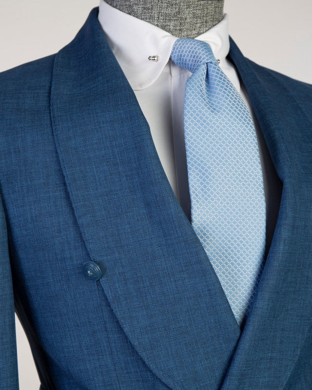 Cool Fancy Navy Blue Shawl Lapel Wedding Suits With Belt