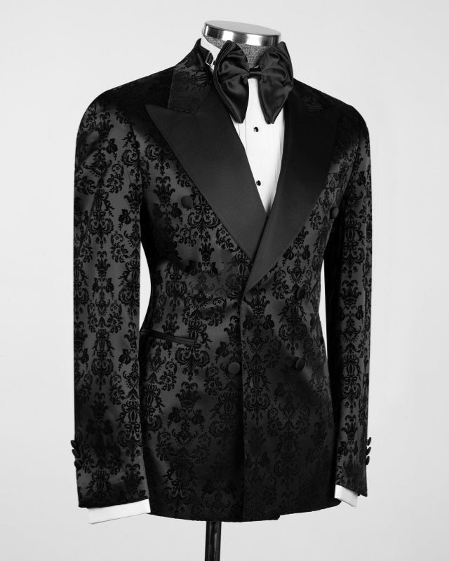 Glamorous Black Jacquard Fashion Prom Suits For Men