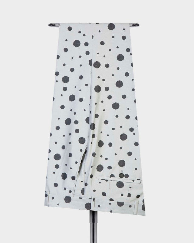 Cool White Double Breasted Sequins Lapel Prom Suits With Black Dot