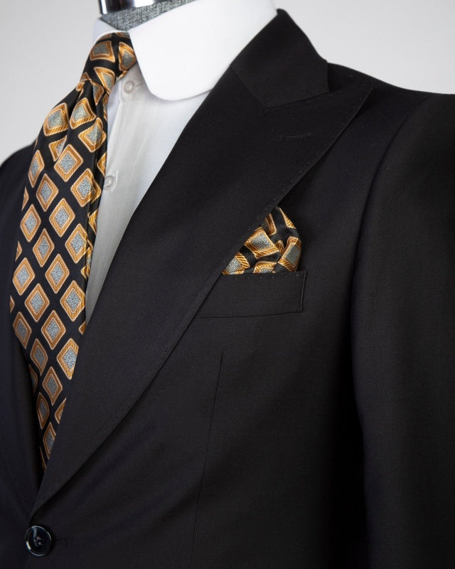 Formal Best Fitted Black 3 Pieces Men's Business Suits