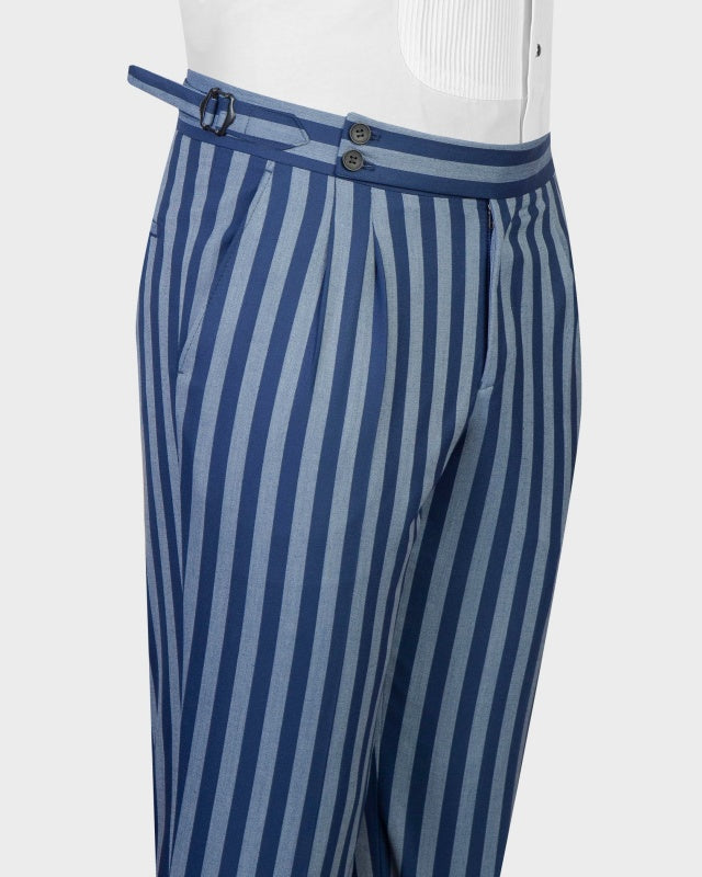 Formal Blue Pinstriped Notch Lapel Best Fitted Business Suits