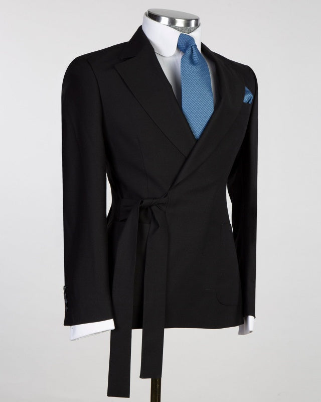 Bespoke Best Fitted Black Notch Lapel Prom Men Suits