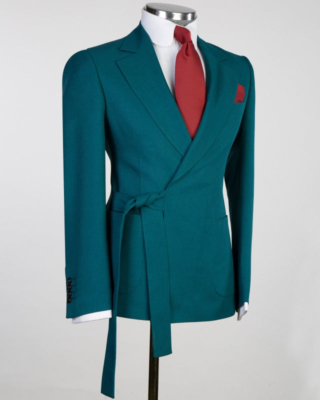 Fashion Pool Notch Lapel Prom Suits With Belt