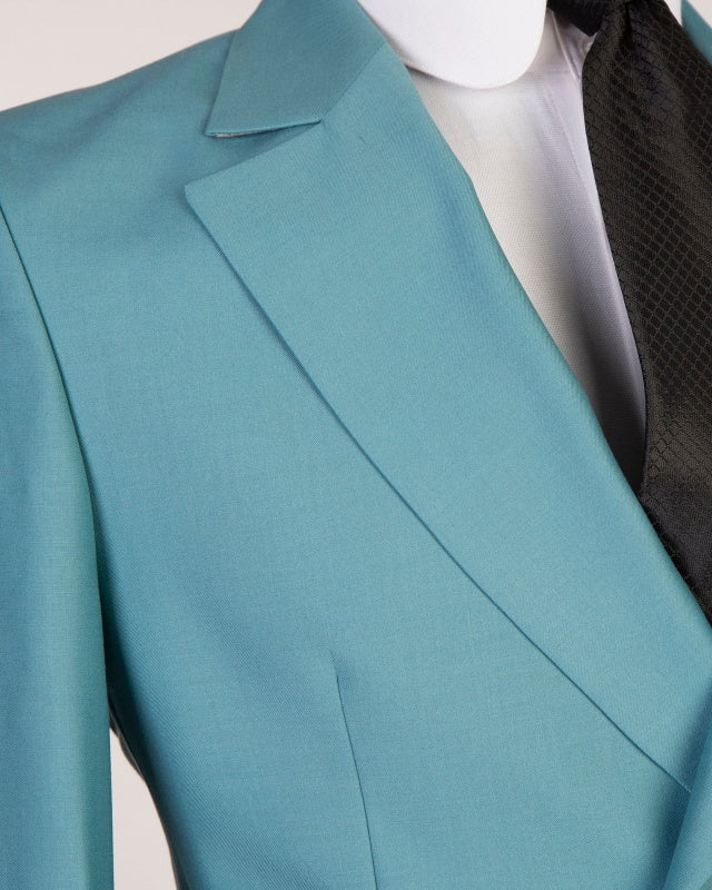 Newest Stylish Sky Blue Notch Lapel Prom Suits With Belt