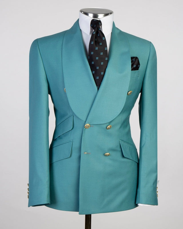 Fashion Pool Double Breasted Shawl Lapel Men's Prom Suits
