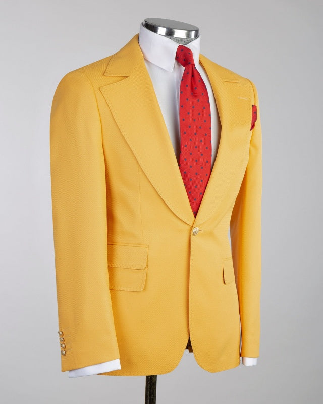Big And Tall Yellow 3 Pieces Notch Lapel Prom Men Suits