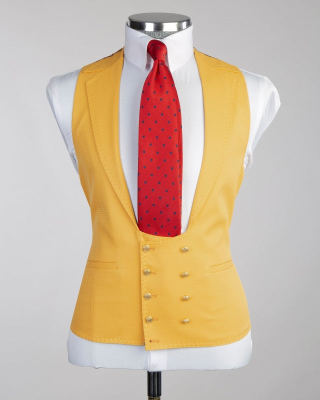 Big And Tall Yellow 3 Pieces Notch Lapel Prom Men Suits
