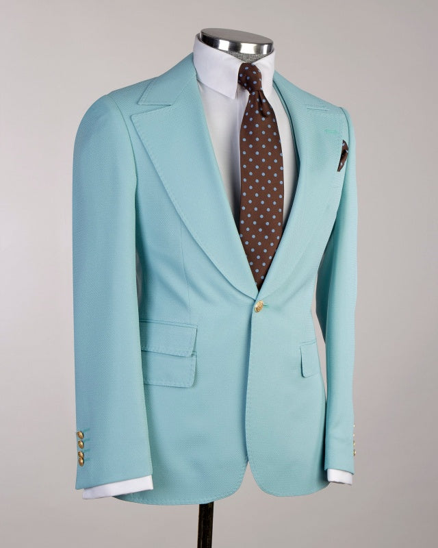 Glamorous Sky Blue 3 Pieces Prom Suits With Waistcoat