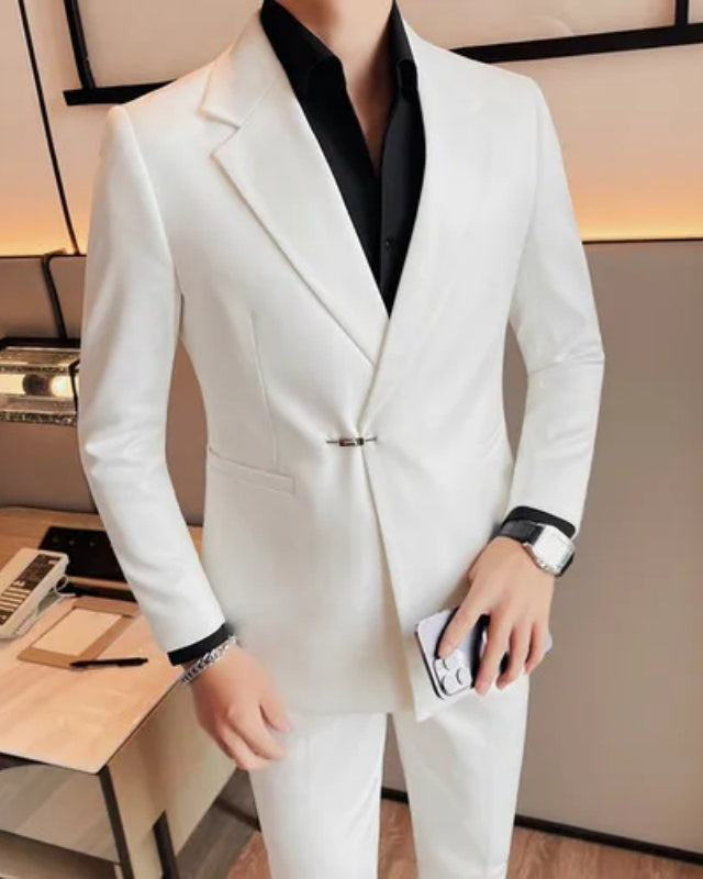 Freddie Chic White Notched Lapel Prom Men Suits