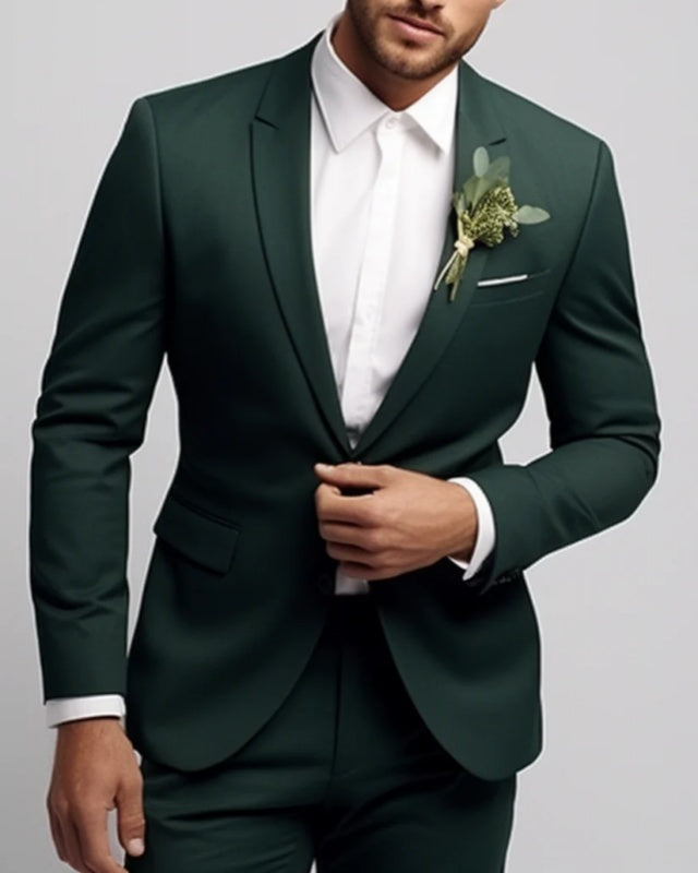 Ternence Green Peaked Lapel Business Men Suits