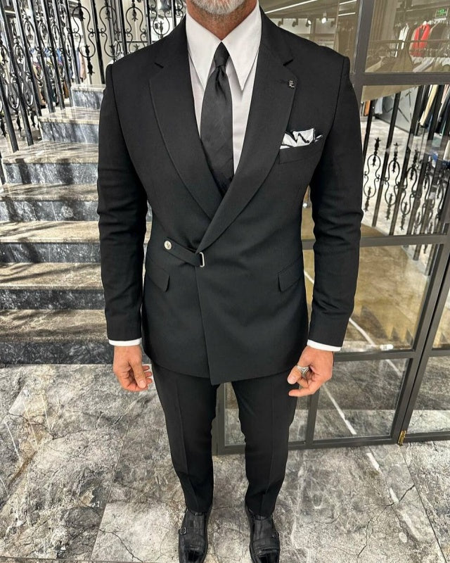 Modern Black Notched Lapel Trendy Prom Men Suits