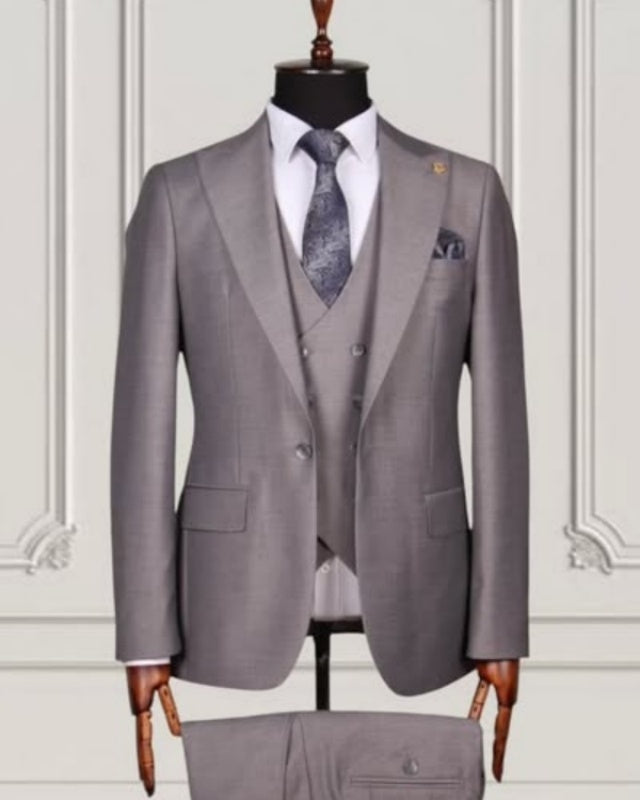 Newest Gray 3 Pieces Business Suits With Vest