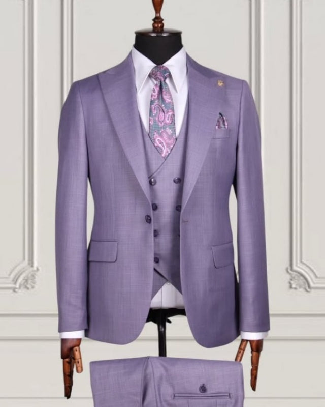 Fashion Lilac Three Pieces Slim Fit Prom Men Suits