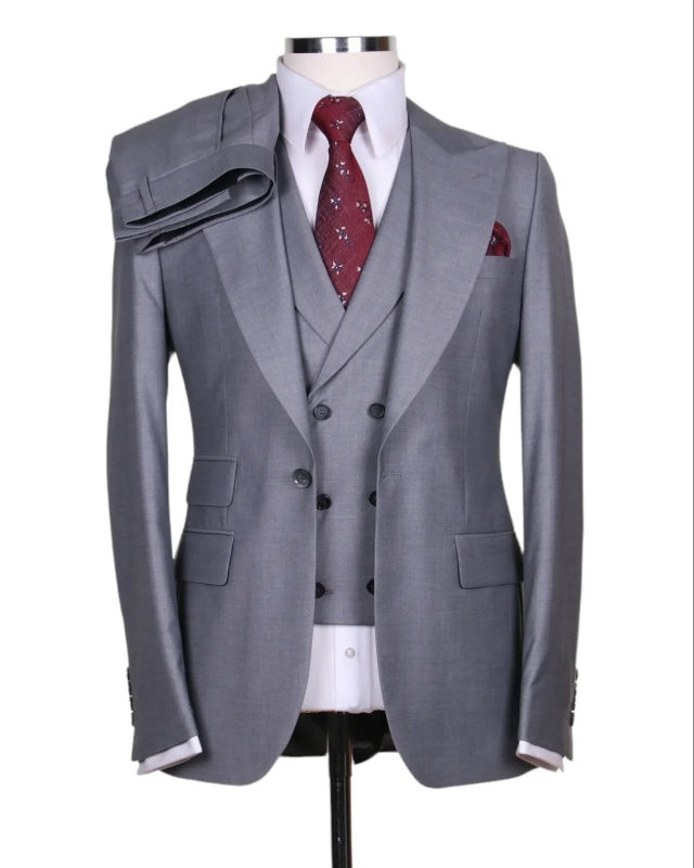 Formal Gray 3 Pieces Business Suits With Waistcoat
