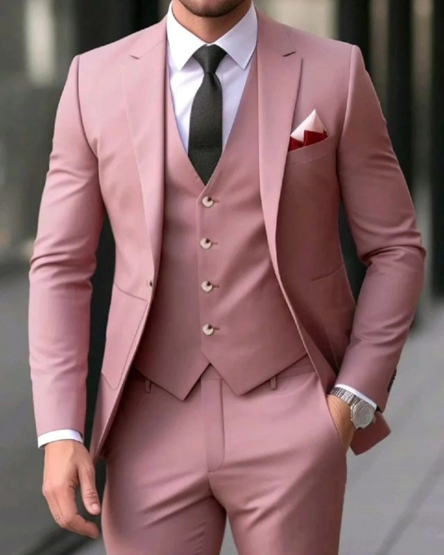 Modern Dusty Pink 3 Pieces Notch Lapel Prom Men Suits